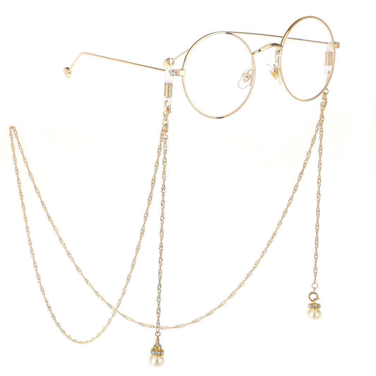 Wings with the same style of glasses hanging chain pearl chain multi-functional double buckle chain fashion sunglasses chain decorative glasses