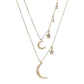 Vintage Rhinestone Star Moon Pendant Necklace Fashion Multilayer Necklace Ladies Jewelry