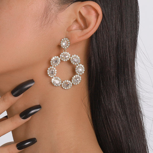 1675 Jewelry Exaggerated Light Luxury Diamond Wreath Circle Earrings Personality Retro Palace Earrings