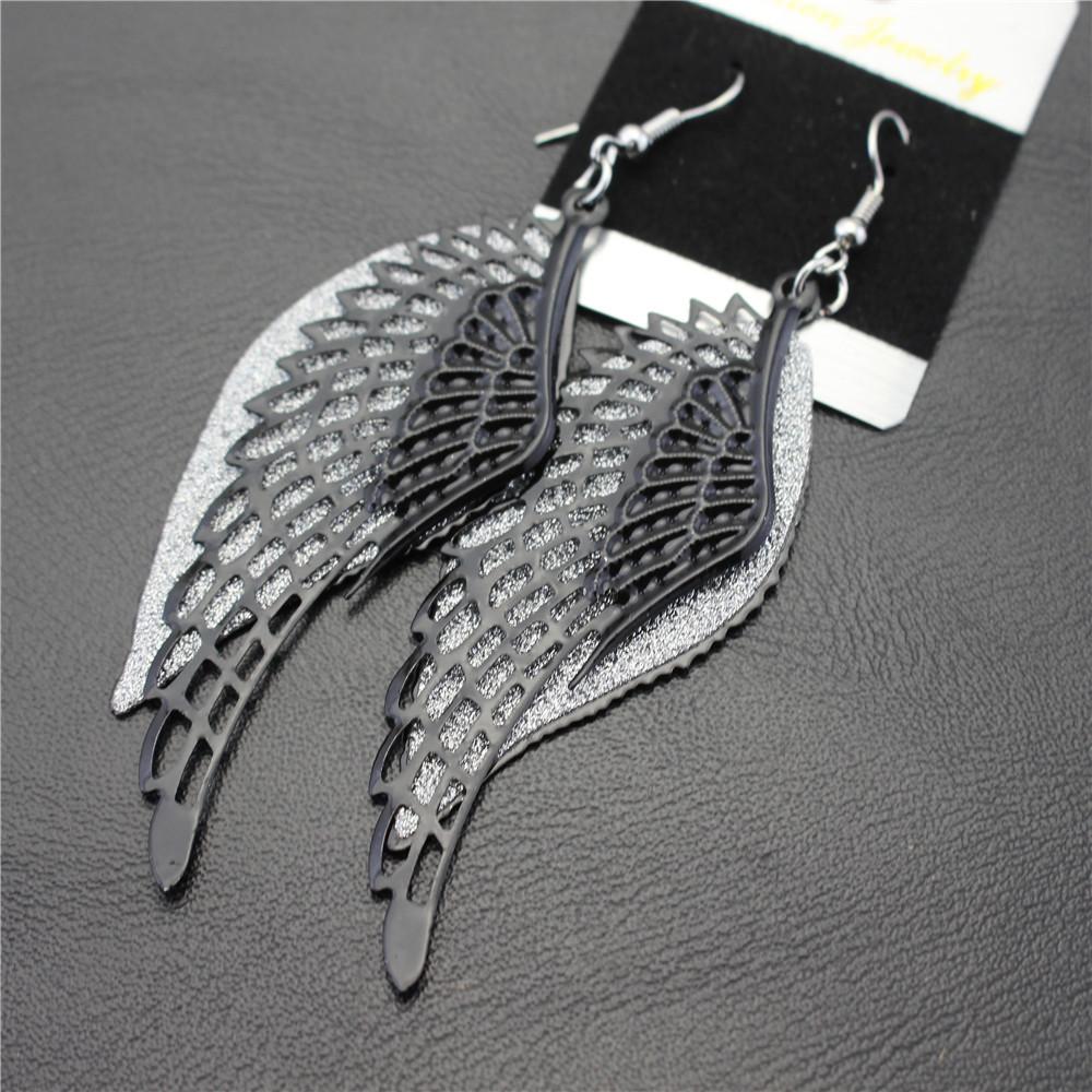 Multi-layer Hollow Angel Wings Earrings Ladies Vintage Frosted Earrings