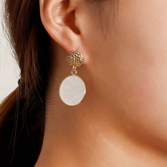 Jewelry ins geometric exaggerated large ring mother-of-pearl pendant earrings female hot girl trendy cool earrings