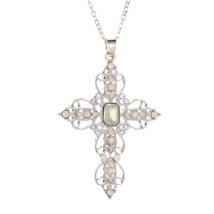 Fashion Classic Cross Necklace Bohemian Hollow Diamond Necklace Clavicle Chain