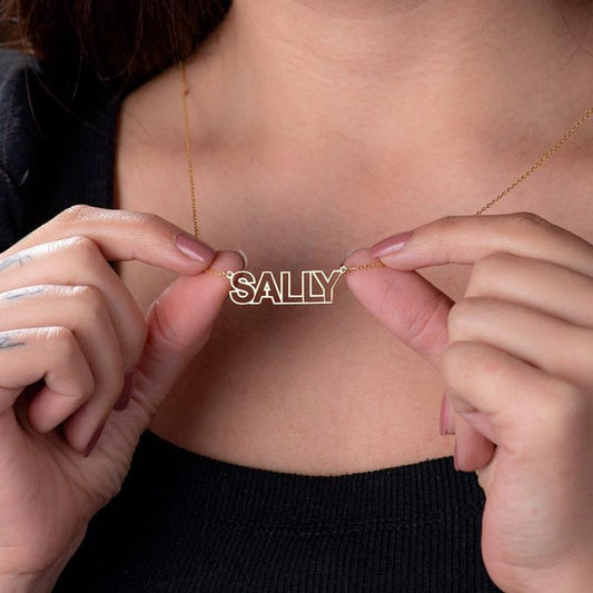 Stainless Steel Hollow Name Necklace Female DIY English Alphabet Clavicle Chain Furnace Vacuum Plating