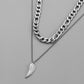 Fashion Men Domineering Trend Cool Simple Stainless Steel Double Chain Wings Pendant Necklace Street