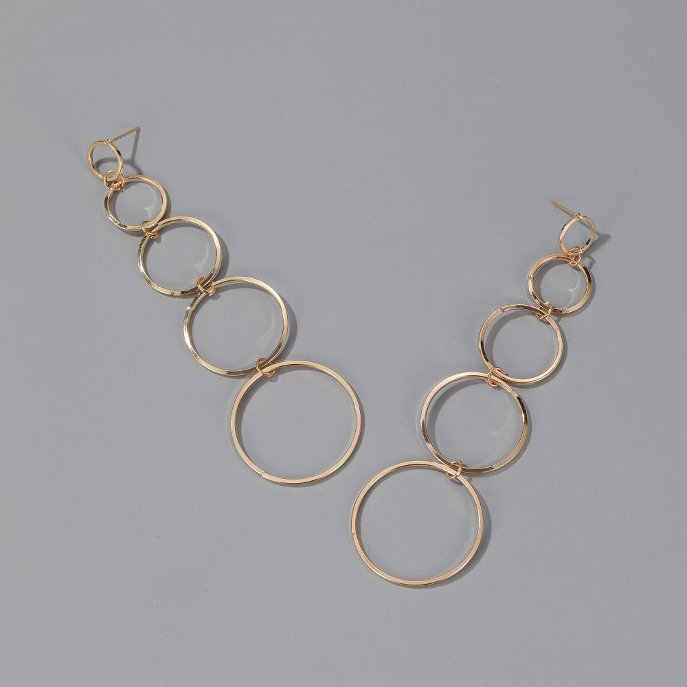 Earrings fashion personality multi-layer circle tassel earrings long section temperament exaggerated circle earrings women
