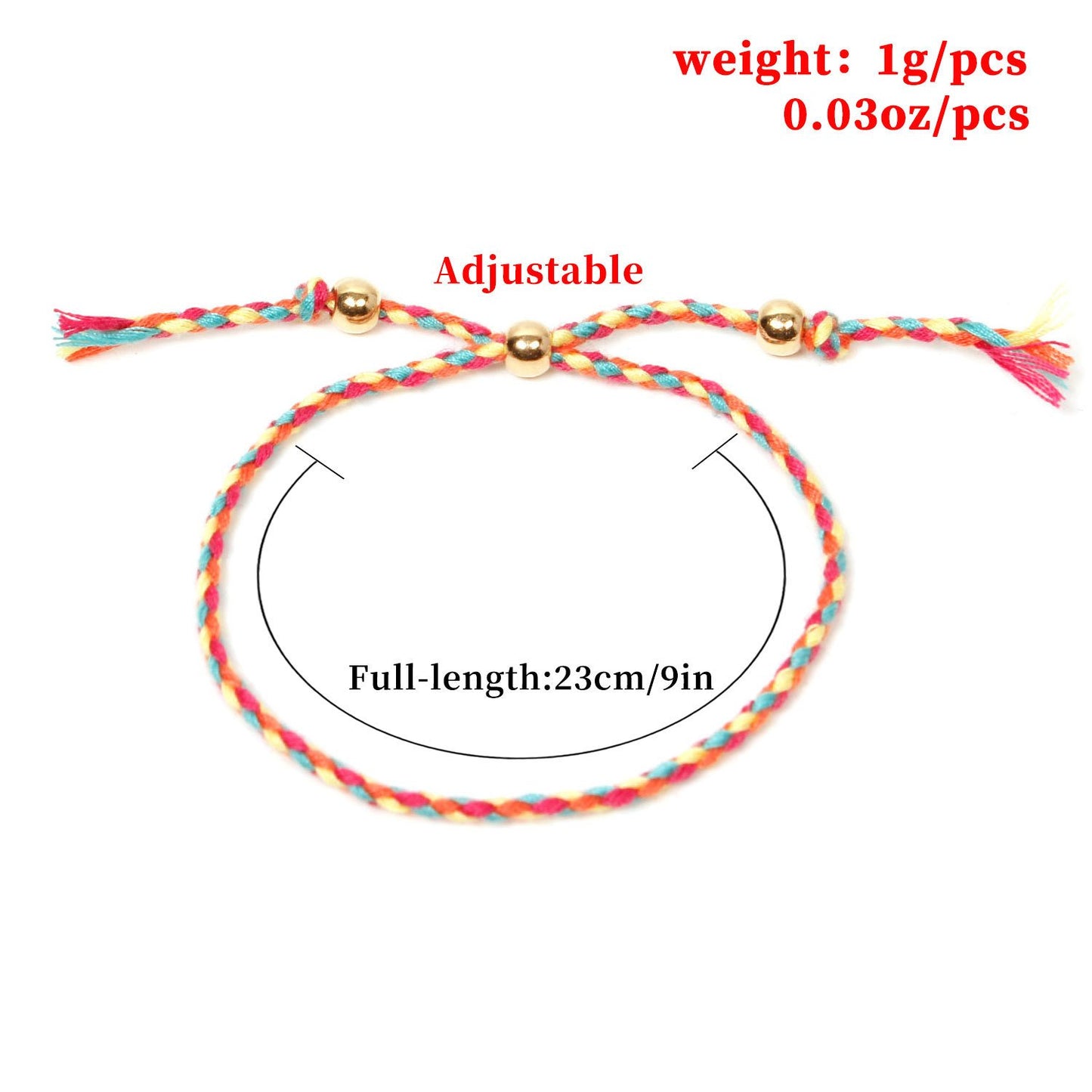 Jewelry Gold Bead Bracelet Women's Fashion Handwoven Color Thread Jewelry