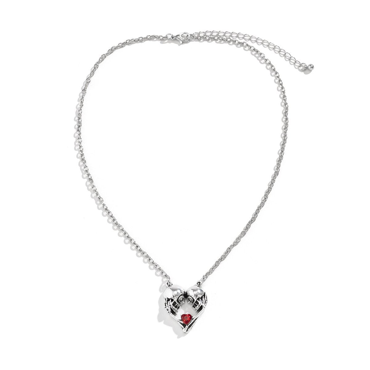 Jewelry Sweet Cool Skull Hollow Heart Shape Micro-inlaid Necklace Female Personality Dark Pendant Necklace