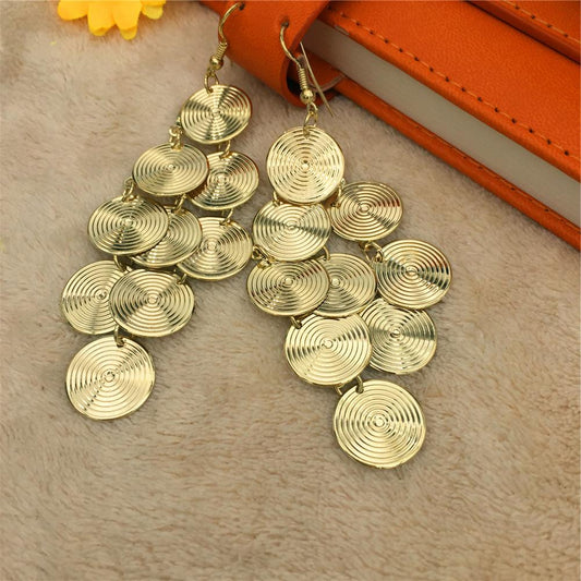 Direct Supply Fashion Retro Personality Rhombus Small Disc String Ladies Earrings Pop Earrings