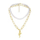 Trendy Personality Double Pearl Rose Necklace Fashion Temperament High Elegance Beautiful Sexy Necklace Women