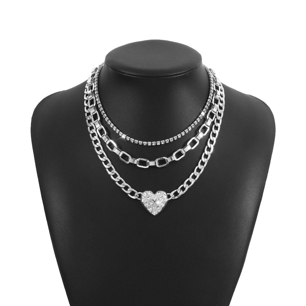 N1796 retro niche necklace stacked multi-layer claw chain love necklace chain exaggerated punk necklace