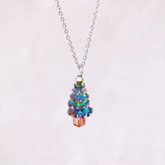 Fashion Jewelry Temperament Crystal Christmas Tree Pendant Necklace Versatile Autumn and Winter Sweater Chain