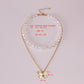 Jewelry personality female worker string Baroque pearl necklace temperament ins multi-layer butterfly necklace