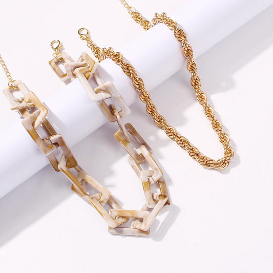 N855 Accessories Creative Fashion Night Hip Hop Resin Set Necklace Tide Brand Jewelry