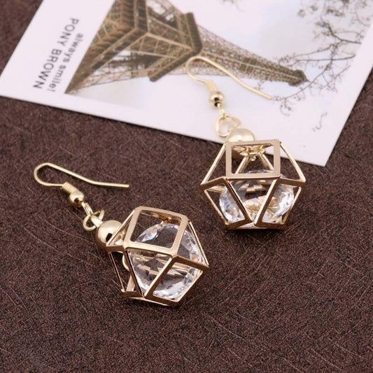 Baroque polygonal zircon earrings for women