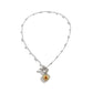 Jewelry small bear heart-shaped OT buckle necklace simple imitation pearl thin chain temperament necklace female