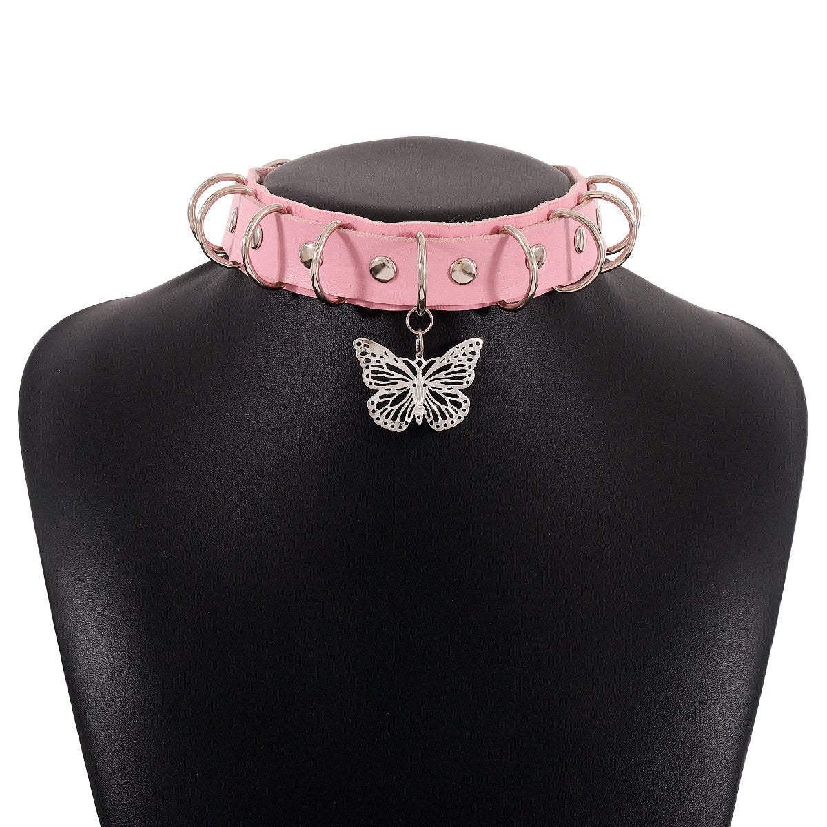 N1527 Harajuku exaggerated leather necklace hollow butterfly sweet cool necklace personality night choker collar