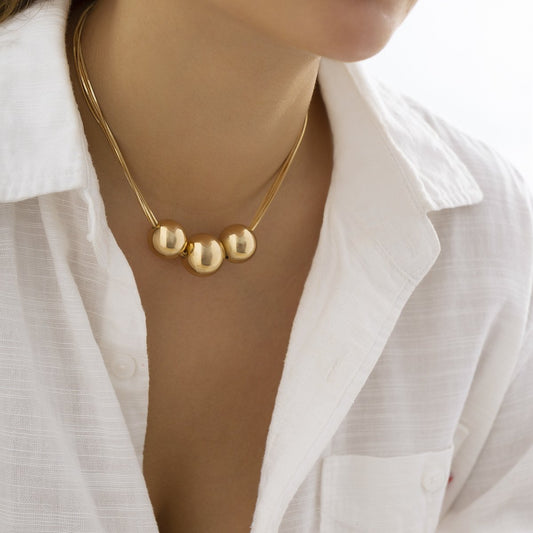 Jewelry cold and simple trendy hip-hop punk necklace niche personality chain beaded necklace