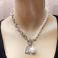 Jewelry Retro Copper Snake Chain Baroque Pearl Portrait Square Necklace Set Chain Female