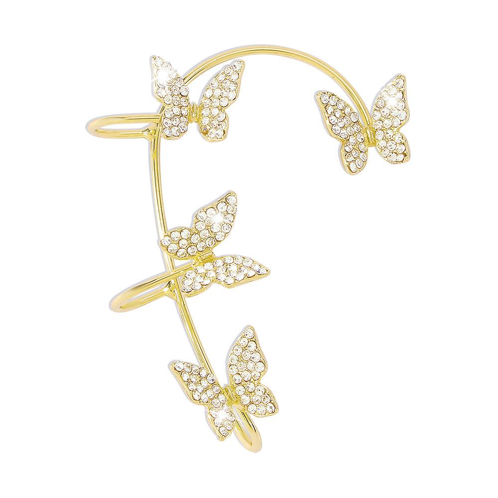 E125 Fairy Fashion Earrings Butterfly Micro-Inlaid No Pierced One-piece Earrings Niche Internet Celebrity Stud Earrings