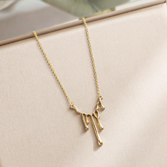 Cold and fresh water drop lava necklace female dark love earrings female minority design sense irregular heart-shaped earrings