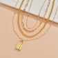 Multilayer Necklace Female Creative Retro Simple Alloy Lock Pendant Thick Chain Necklace Jewelry