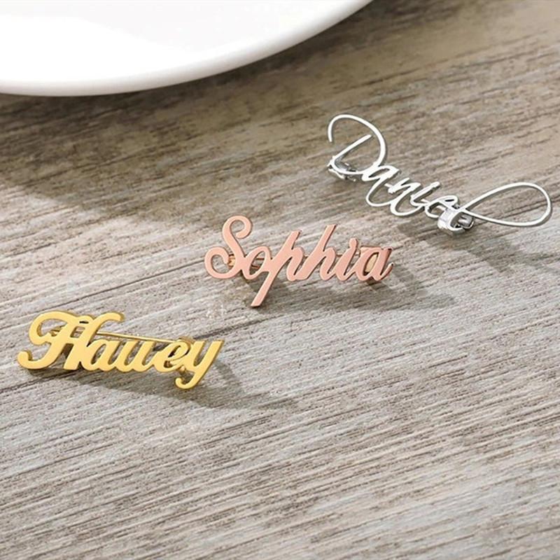 Personalized Name Brooch Alphabet DIY Brooch Stainless Steel Furnace Vacuum Plating