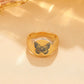 ins simple butterfly ring retro fashion niche engraving printing butterfly index finger ring temperament ring