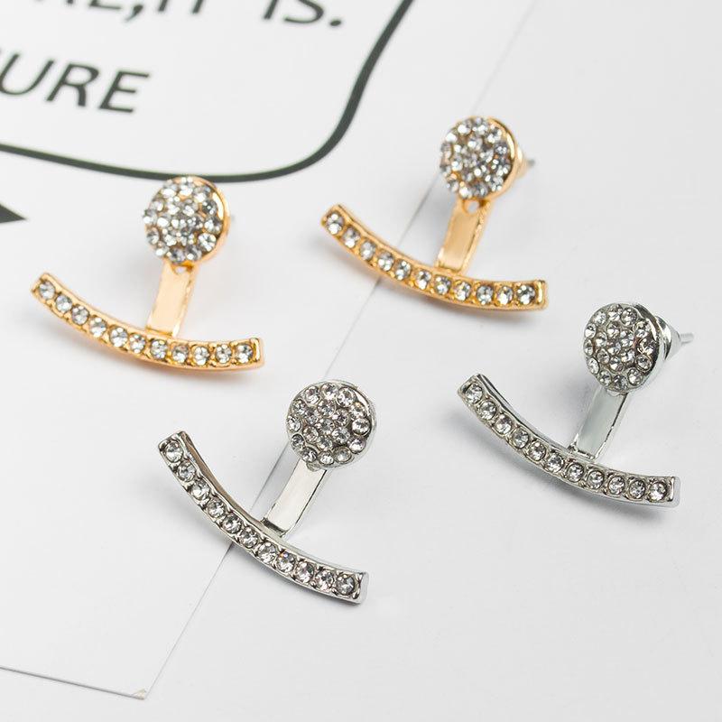 Ins round water drop word earrings fashion temperament niche full of diamonds back strap earrings personality earrings