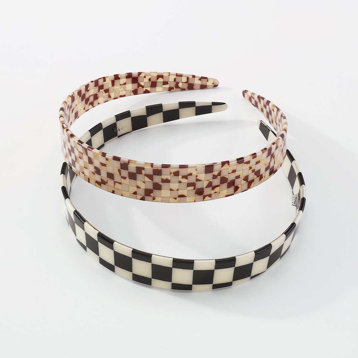 F4321 Internet celebrity checkerboard hair hoop wide-brimmed resin simple head hoop niche retro going out pressing hair headgear