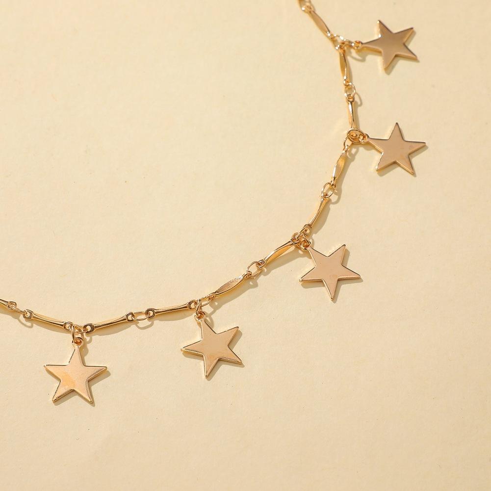 Simple Star Necklace Personality Glossy Pentagram Short Clavicle Necklace Fashion Versatile Cold Necklace