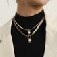 Jewelry OT Buckle Crown Queen Pearl Pendant Necklace Women's Explosive Style Snake Bone Square Brand Necklace