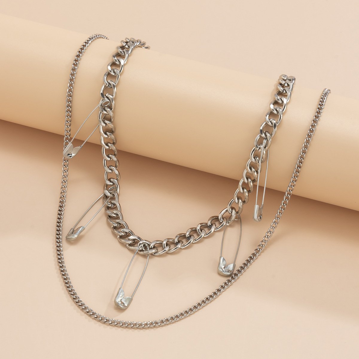 Jewelry hip-hop personality pin pendant collarbone necklace fashion hipster metal chain necklace female