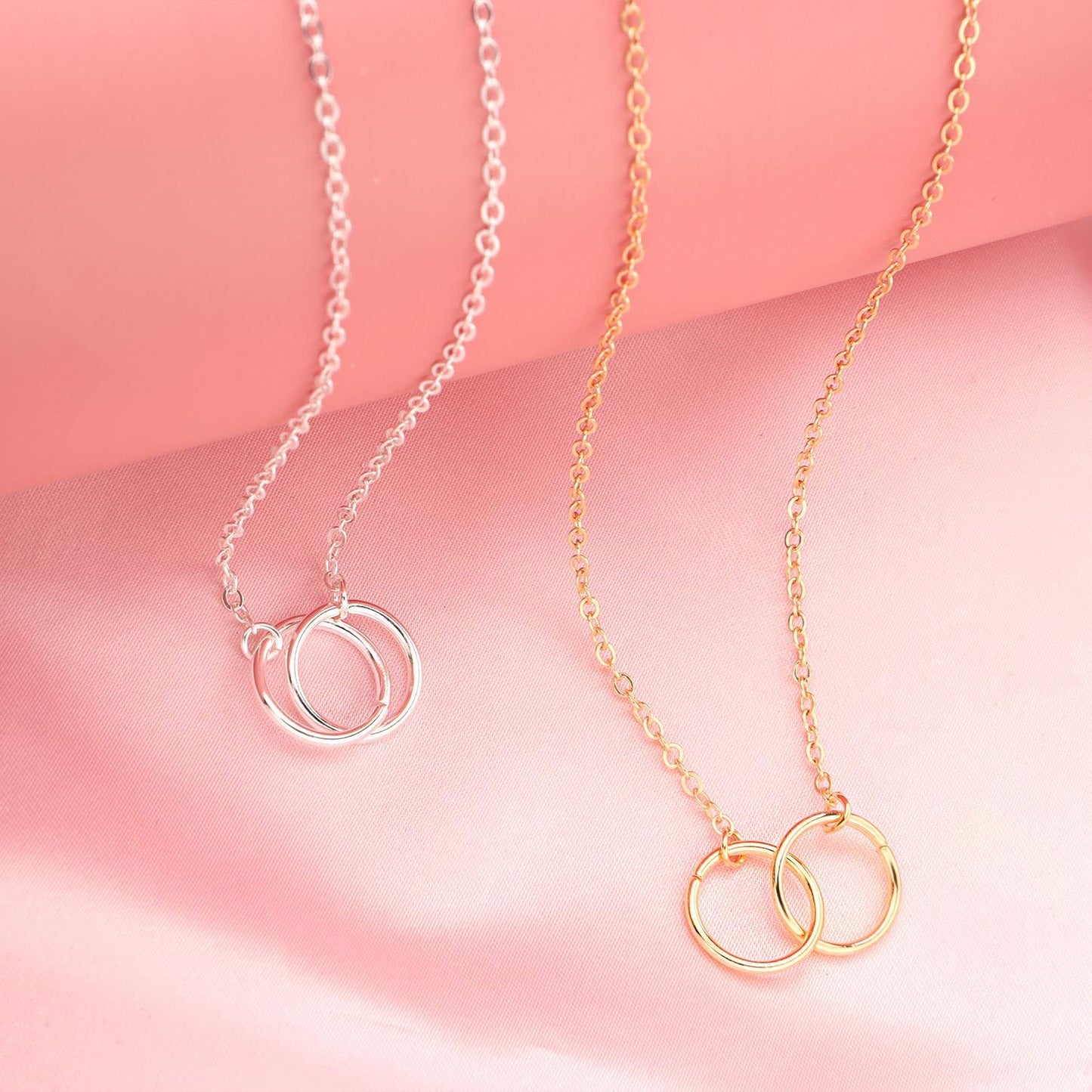 Women's Alloy Copper Circle Pendant Clavicle Chain Fashion Double Circle Accessories Necklace Jewelry