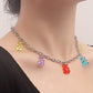 Jewelry geometric exaggerated O word chain colorful bear pendant necklace femininity small fresh necklace