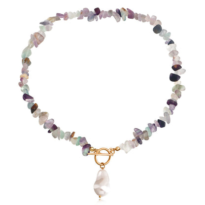 Jewelry Large Shaped Pearl OT Buckle Necklace Female Beach Simple Fashion Color Turquoise Necklace