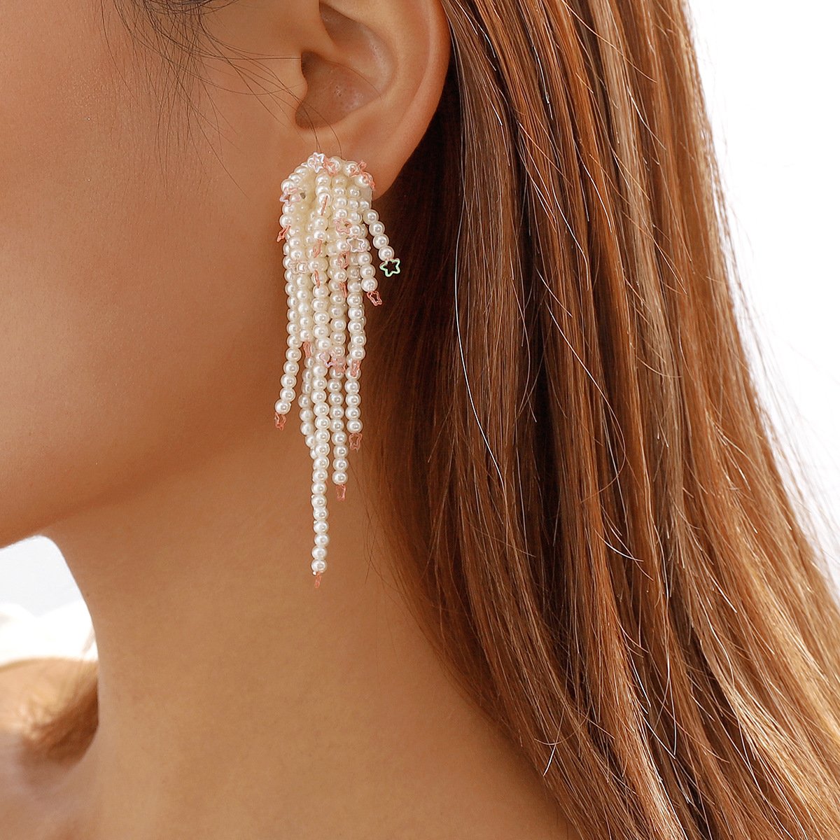E11134 Bohemian Leisure Vacation Tassel Earrings Beaded Geometric Atmosphere Star Sequin Earrings Female
