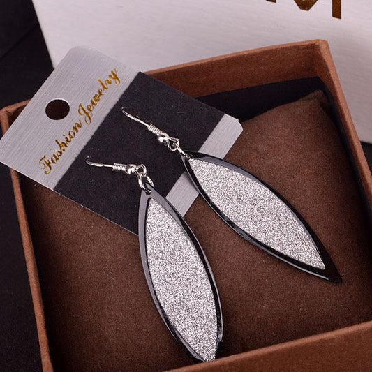 Simple water drop willow leaf frosted earrings casual ladies earrings girls heart ear jewelry