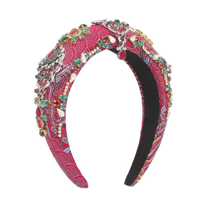 F3697 Jewelry Fashion Retro Catwalk Temperament Headband Embroidery Full Diamond Palace Hair Accessories Female