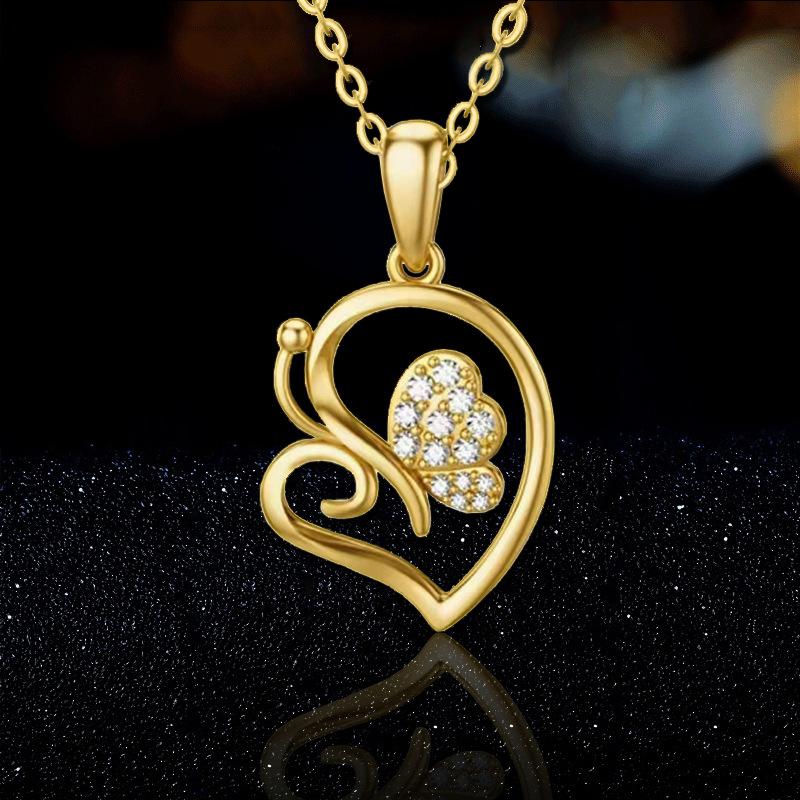 Jewelry Niche Design Butterfly Heart Pendant Necklace Female Animal Series Jewelry