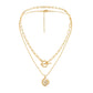 Frosty double-layer gold star moon sun OT buckle chain retro simple all-match ladies necklace