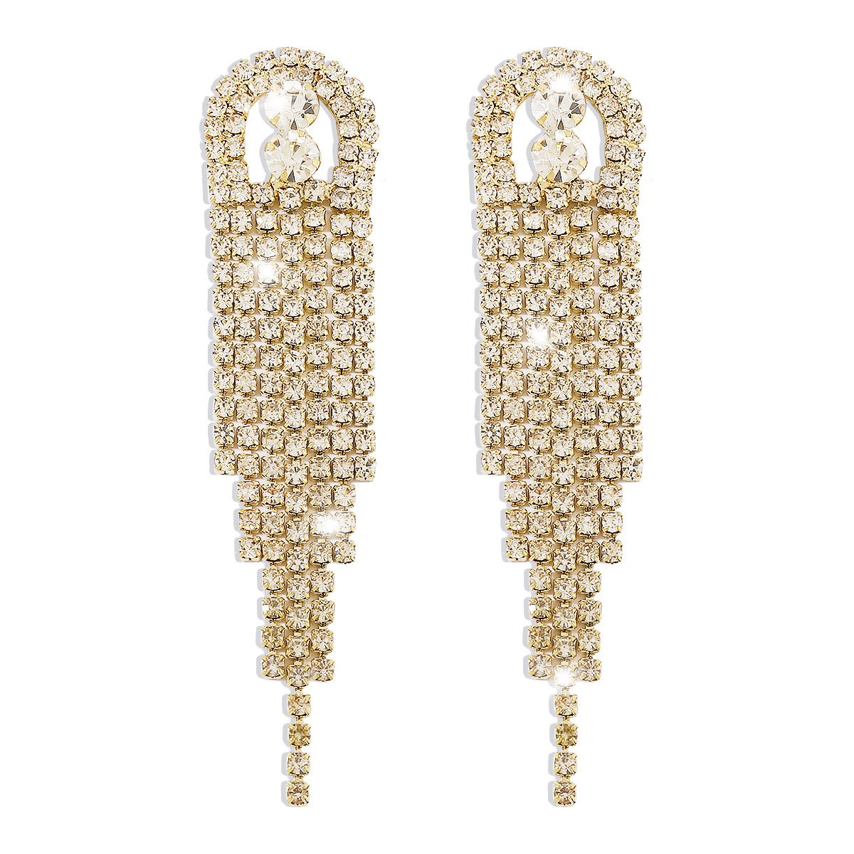 E1587 Claw Chain Geometric Rhinestone Tassel Sparkling Earrings Exaggerated Long Modern Fashion Earrings