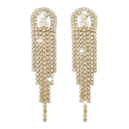 E1587 Claw Chain Geometric Rhinestone Tassel Sparkling Earrings Exaggerated Long Modern Fashion Earrings