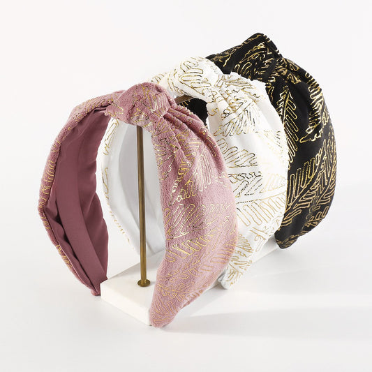 F566 autumn and winter velvet series hot dyed leaves headband niche knotted sweet and elegant going out retro headband female