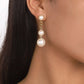 E1566 Retro Hong Kong Temperament Sweet Earrings Pearl Chain Personality Geometric Earrings Niche Atmospheric Earrings