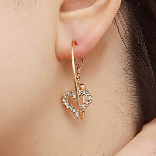 Jewelry ins geometric C-shaped large ring micro-inlaid diamond love earrings earrings female high-end sense