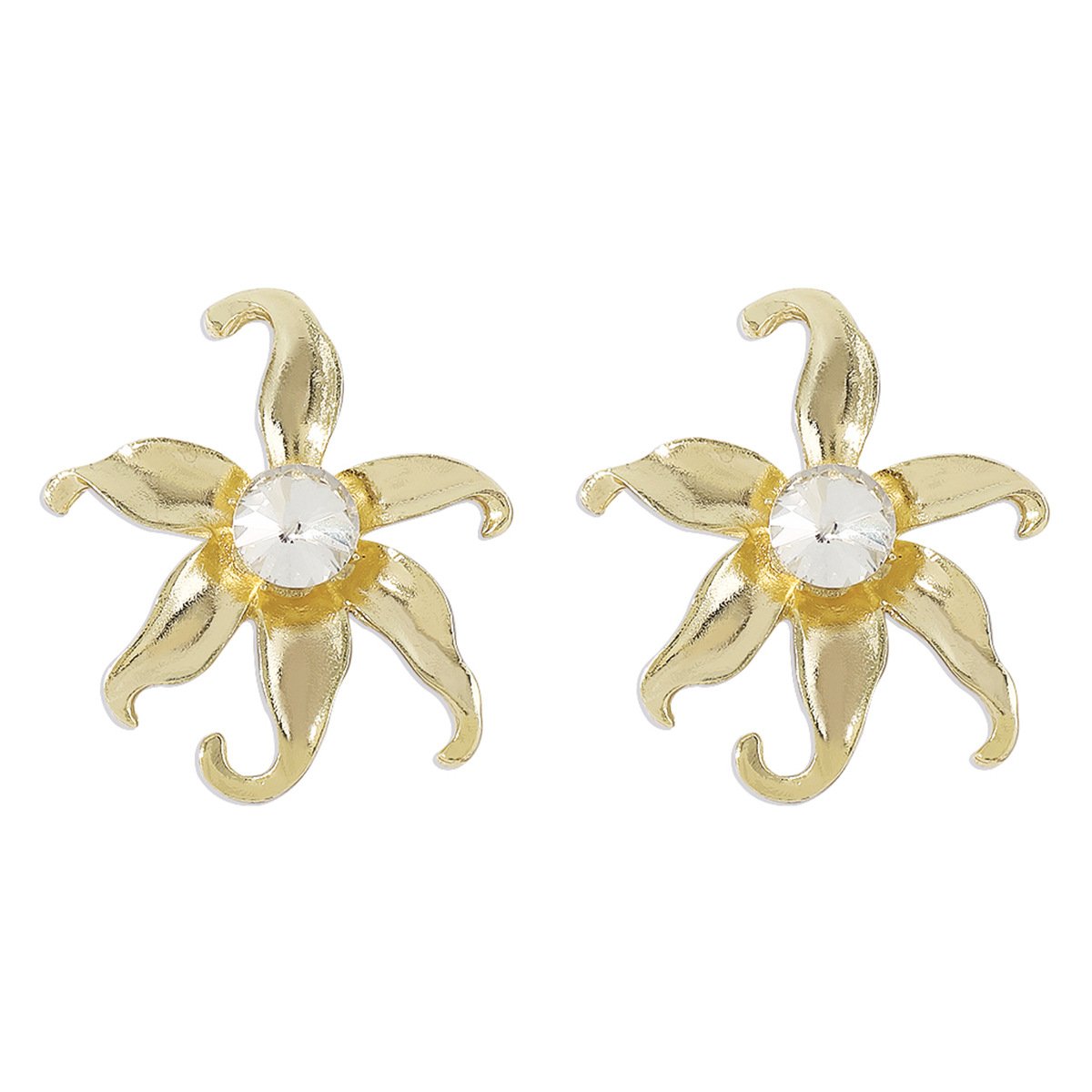 E1866 Irregular three-dimensional geometric earrings simple metal orchid small fresh personality earrings women