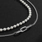 Jewelry Hip Hop Retro Imitation Pearl Men's Necklace Trendy Cool Street Shot Geometric Metal Chain Necklace