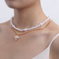 Jewelry trend double-layer imitation pearl love pendant necklace female hot girl all-match beaded necklace