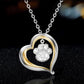 Fashion Ladies Two Color Heart Shape Water Diamond Cat Paw Pendant Necklace Head Jewelry