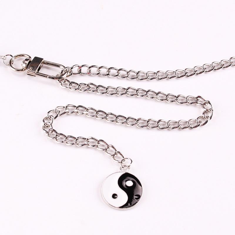 Fashion Retro Simple Drip Oil Tai Chi Pendant Waist Chain Female Imitation Pearl Chain Body Chain